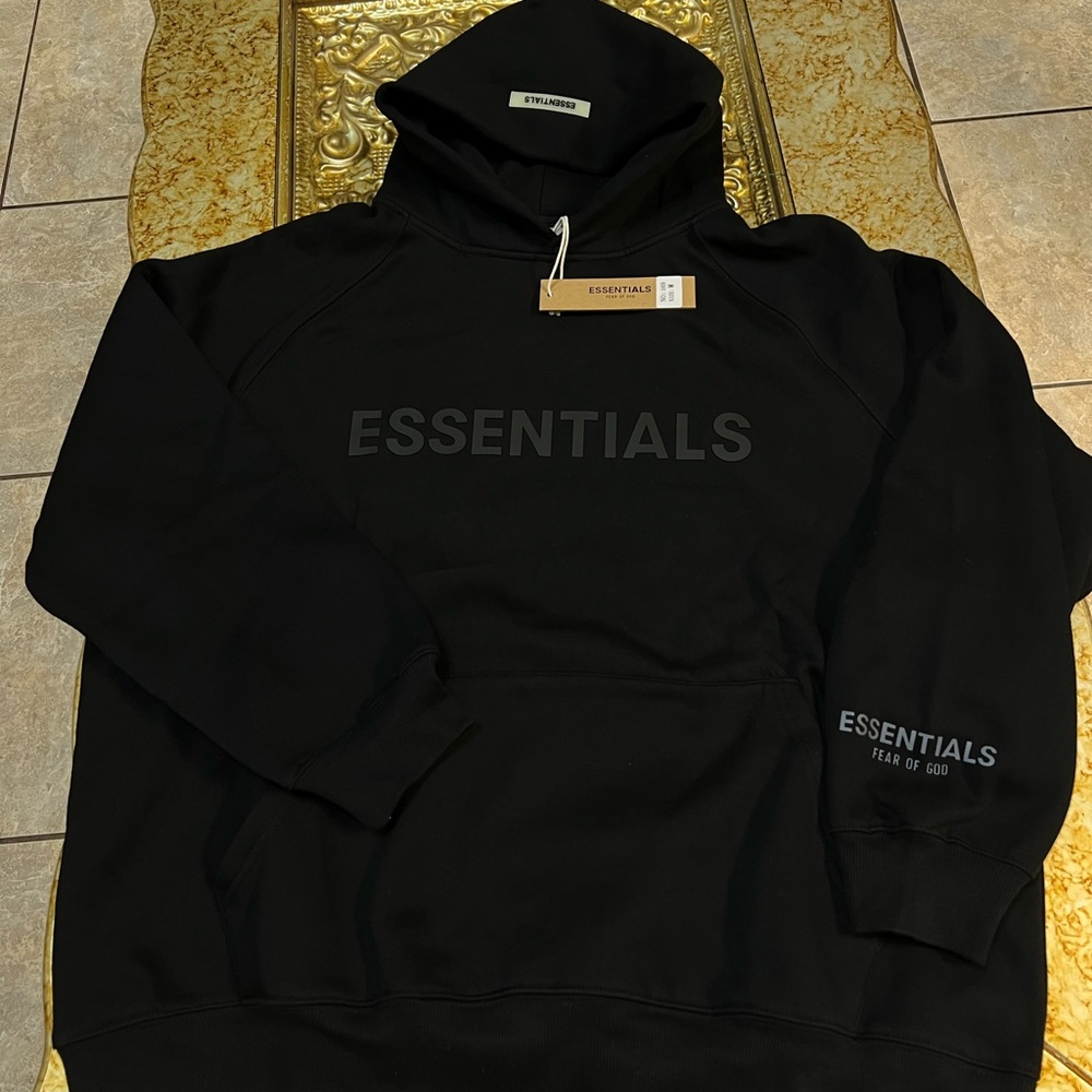 Black ‘Applique Logo’ Essentials Fear Of God Hoodie Size Medium